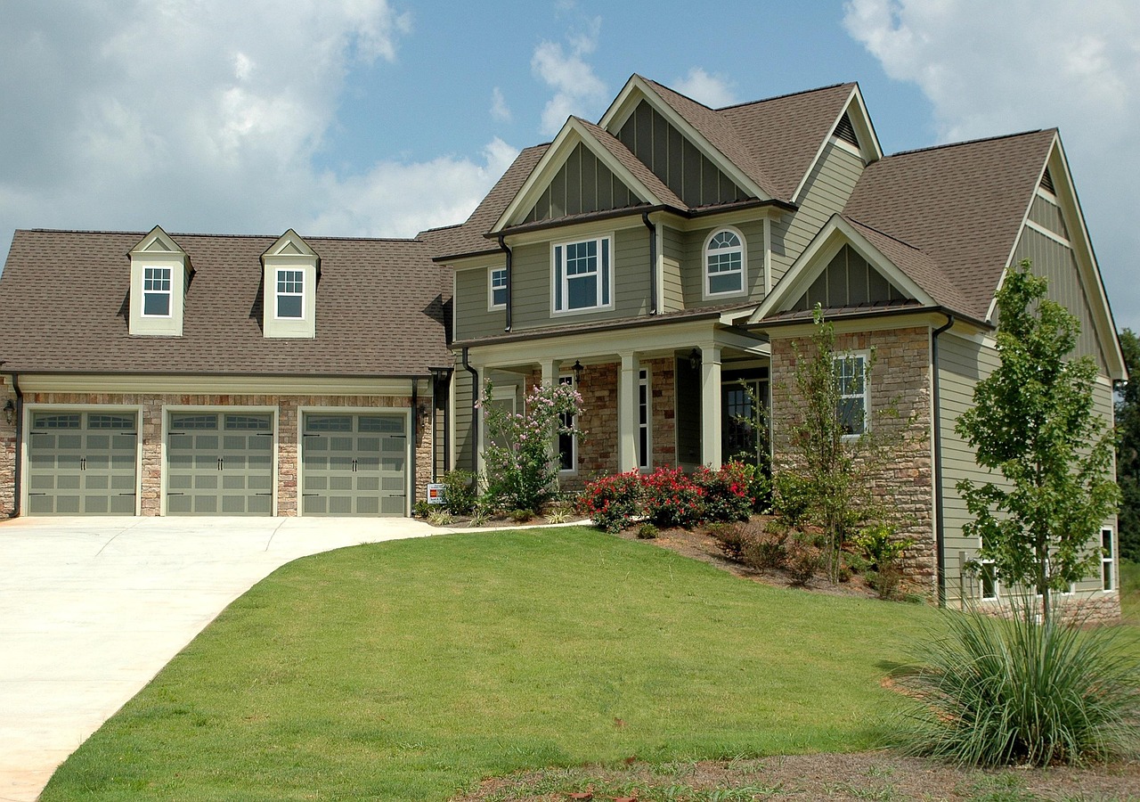 Suburban home exterior with siding and trim detail